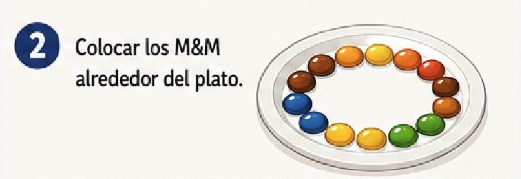Paso 2: Colocar los M&M's alrededor del plato.